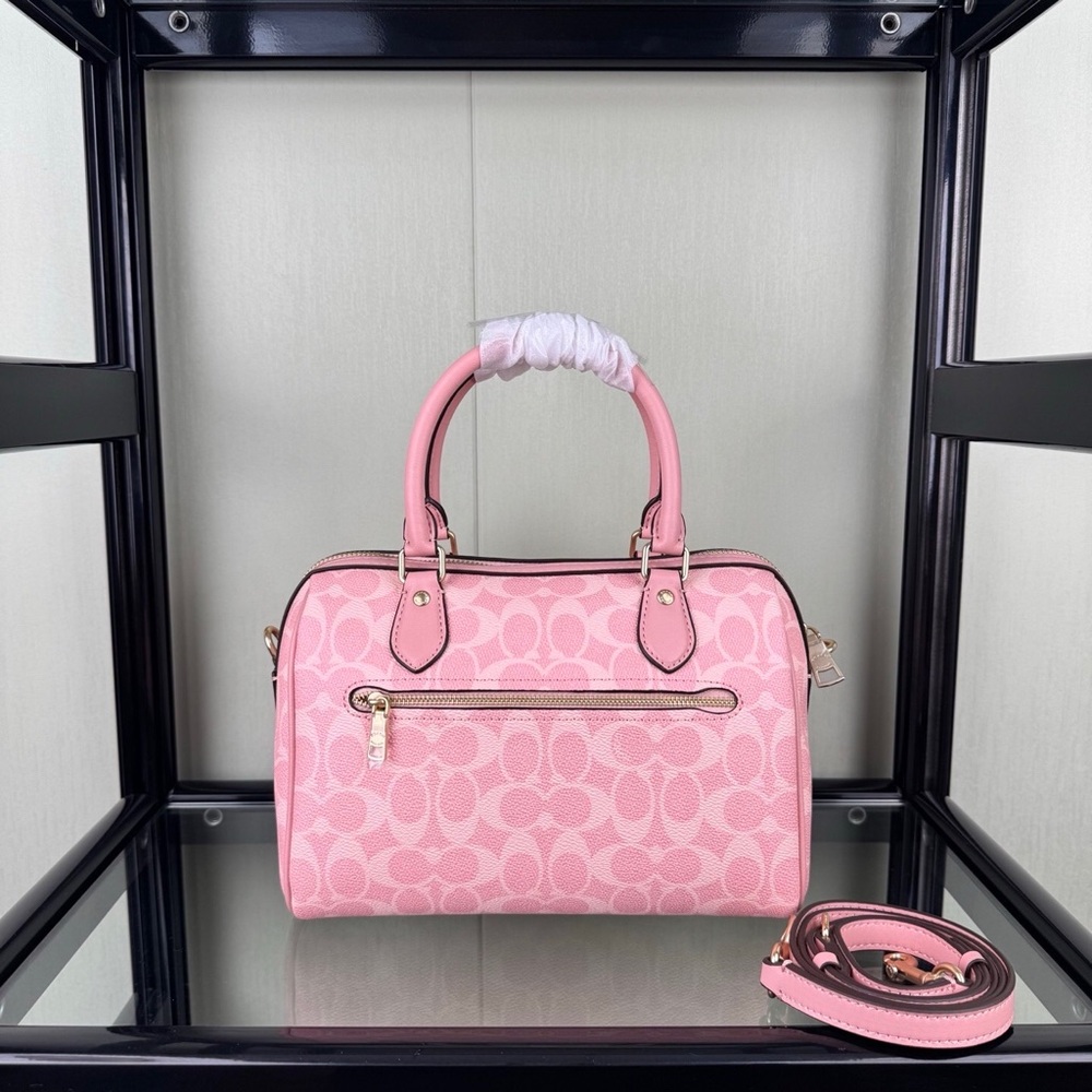 Coach Pastel Pink Logo Print Top Handle Satchel - Picture 4 of 8